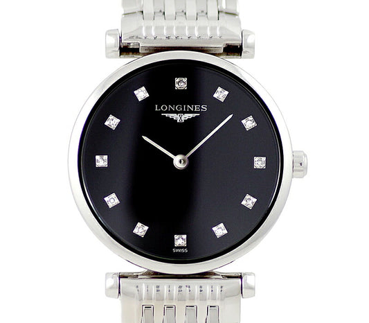 Battery replacement Longines Longin La Grand Classic L4.209.4 12p Diamond Black Black Dial SS Stainless Ladies Quartz Grand [6 months warranty] [Watch] [Used]