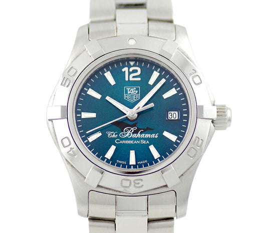 Battery replacement TAG HEUER Tag Hoier Aqua Racer WAF141R BA0812 1000 Limited Bahamaribian Sea 300m Waterproof Blue SS Stainless Ladies Quartz [6 months warranty] [Watch] [Used]