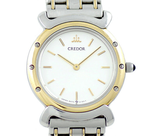 Battery replacement Seiko Seiko Couredor 5A70-0400 Silver K18YG Yellow Gold SS Stainless Steel Combination Ladies Quartz [6 months warranty] [Watch] [Used]