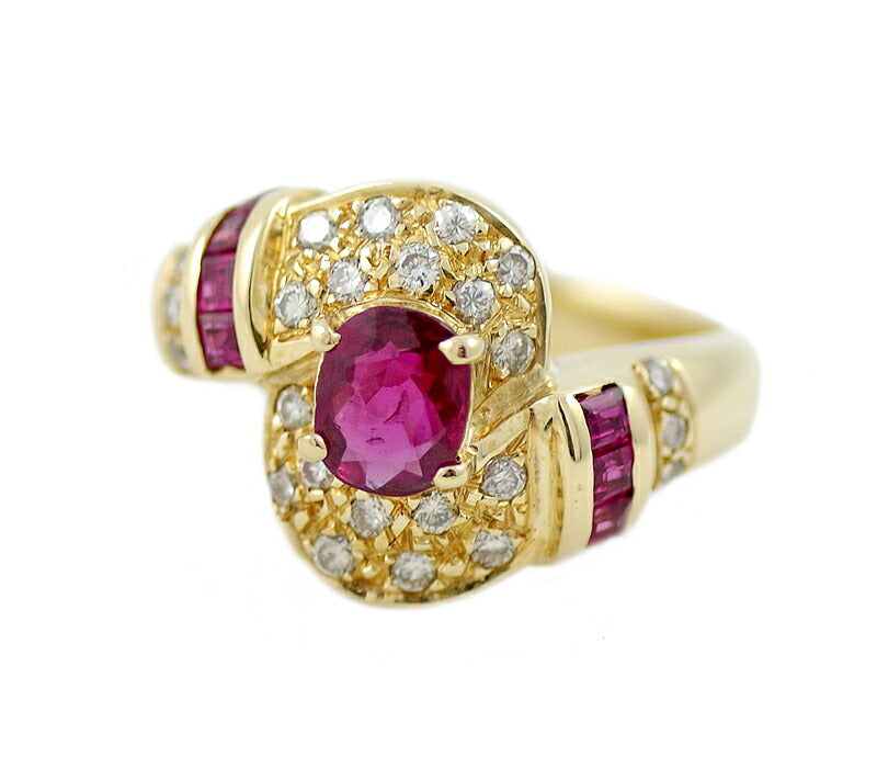 New finished Ruby 0.96ct Diamond 0.32ct Ring Ring K18YG Yellow Gold No. 12 #52 [Jewelry] [Used]