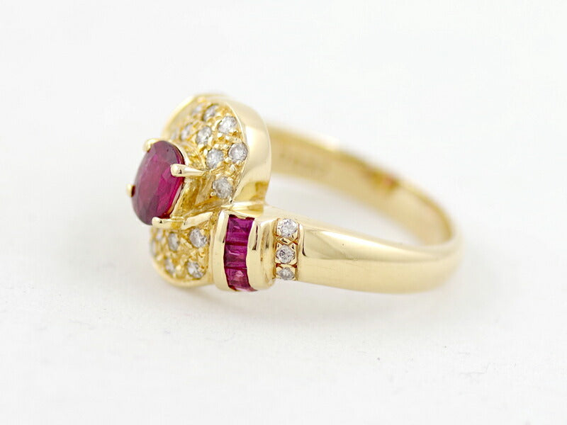 New finished Ruby 0.96ct Diamond 0.32ct Ring Ring K18YG Yellow Gold No. 12 #52 [Jewelry] [Used]