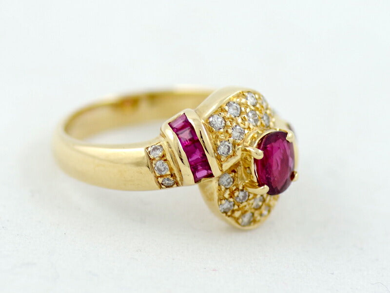 New finished Ruby 0.96ct Diamond 0.32ct Ring Ring K18YG Yellow Gold No. 12 #52 [Jewelry] [Used]