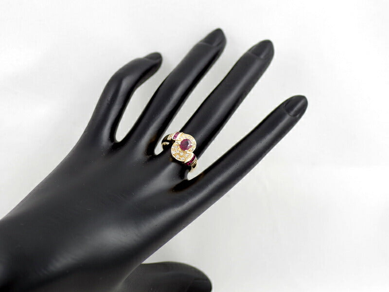 New finished Ruby 0.96ct Diamond 0.32ct Ring Ring K18YG Yellow Gold No. 12 #52 [Jewelry] [Used]