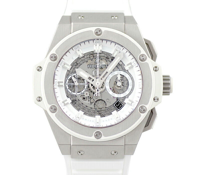 Inspector HUBLOT Uburo King Power Usanium Titanium Chronograph 701.0127.Gr White White Skeleton Dial Titanium New Genuine Belt Genuine Buckwheat Men Automatic Big Bang [6 months warranty] [Watch] [Used]