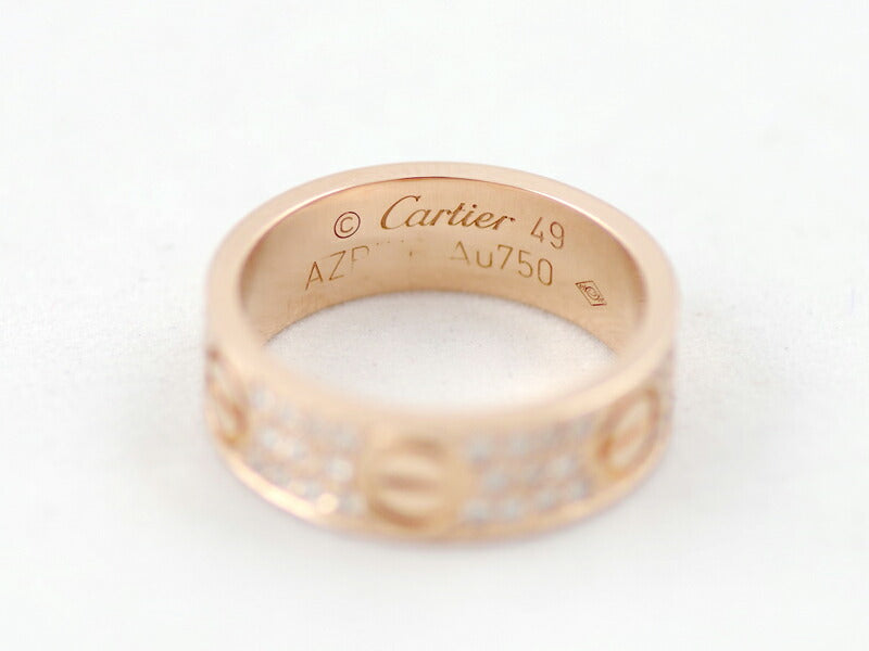 New finished Cartier Cartier Cartier Love Ring Full Pave Full Diamond K18PG Pink Gold #49 9 750 Solid after Diamond Men's Ladies Unisex Balties [Jewelry] [Used]