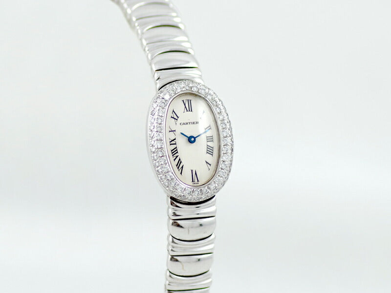 Cartier Cartier Cartier Cartier Cartier Minu Venuar Diamond Bezel White Ivory Dial K18 WG White Gold Gold Solid after Diamond Ladies Quartz