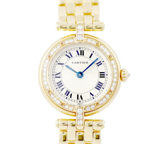 Cartier Cartier Cartier Cartier Pan Tail Vandome SM Golden Genuine Diamond Besel White Ivory Dial K18YG Yellow Gold Ladies Quartz [6 months warranty] [Watch] [Used]