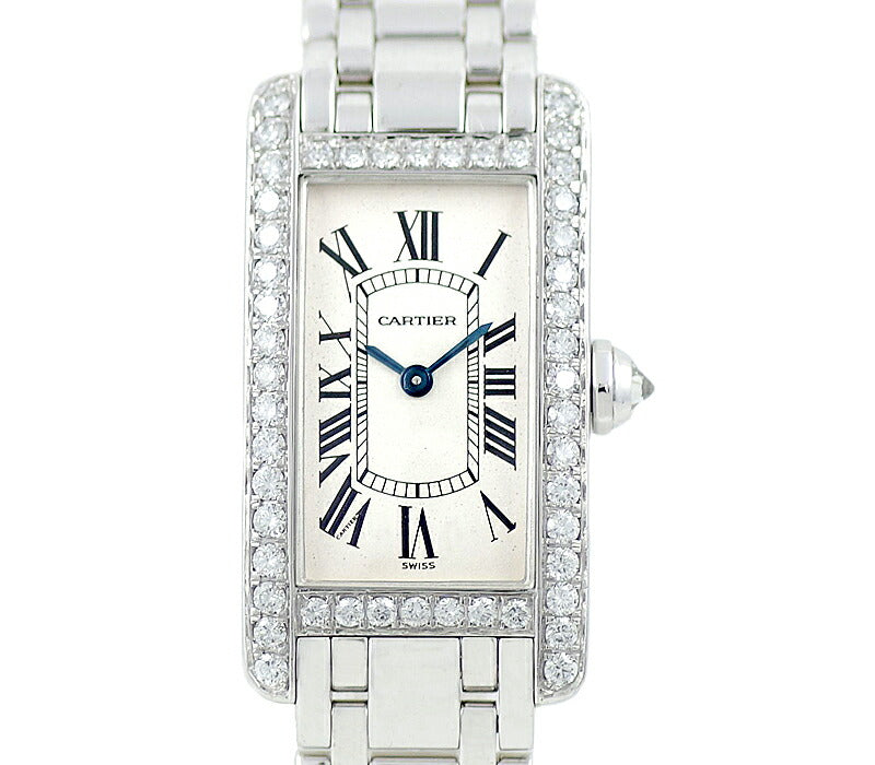 Cartier Cartier Cartier Tank American SM solid diamond bees large diamonds W26019L1 White Ivory Dial K18WG White Gold After Diamond Ladies Gender Quartz [6 months warranty] [Watch] [Used]