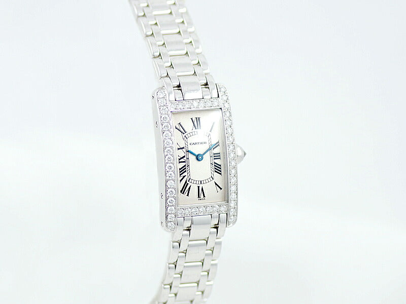 Cartier Cartier Cartier Tank American SM solid diamond bees large diamonds W26019L1 White Ivory Dial K18WG White Gold After Diamond Ladies Gender Quartz [6 months warranty] [Watch] [Used]