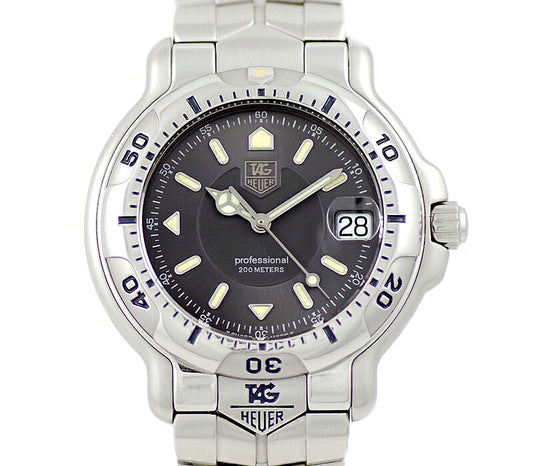 電池交換済 TAG Heuer タグホイヤー 6000シリーズ WH1112 200m防水 グレー SS ステンレス メンズ クォーツ【6ヶ月保証】【腕時計】【中古】