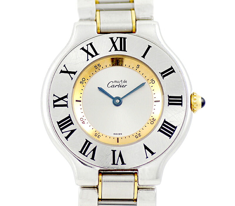 Battery replacement Cartier Cartier Vantian Must 21 W10072R6 Silver SS Stainless steel Yellow Gold Combination Ladies Quartz [6 months warranty] [Watch] [Used]