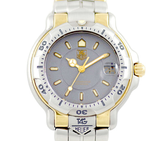 Battery replacement TAG HEUER Tag Hoier 6000 Series WH1252 Date 200m Waterproof Gray Yellow Gold SS Stainless Men Quartz [6 months warranty] [Watch] [Used]