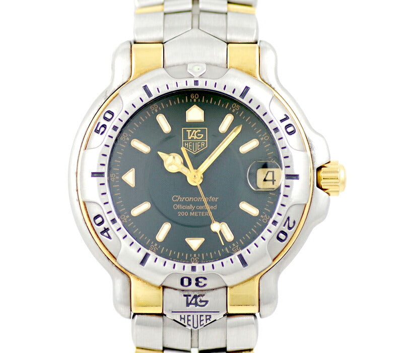 TAG HEUER Tag Hoier 6000 Series WH5253 Chronometer Date 200m Waterproof Green YG Yellow Gold SS Stainless Combination Men's Automatic Wind [6 months Warranty] [Watch] [Used]