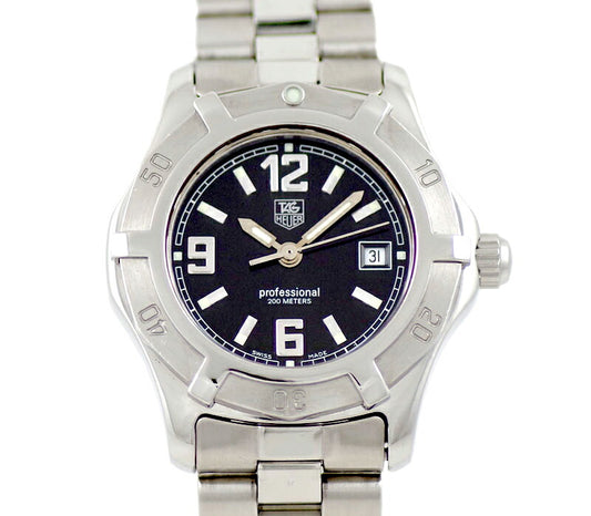 電池交換済 TAG Heuer タグホイヤー エクスクルーシブ WN1310 200m防水 黒 ブラック SS ステンレス レディース クォーツ【6ヶ月保証】【腕時計】【中古】
