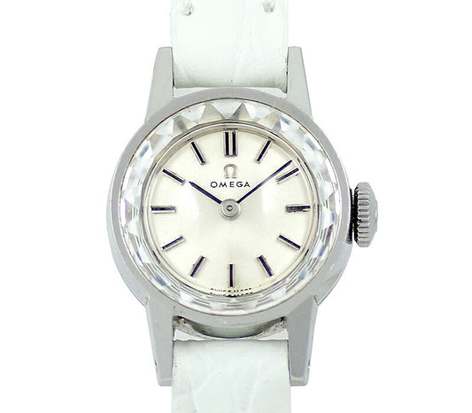 Rare product OMEGA Omega 511.088 Cal.483 17 Stone Cut Glass Silver SS Stainless Ladies Handwritten Antique Vintage [Watch] [Used]