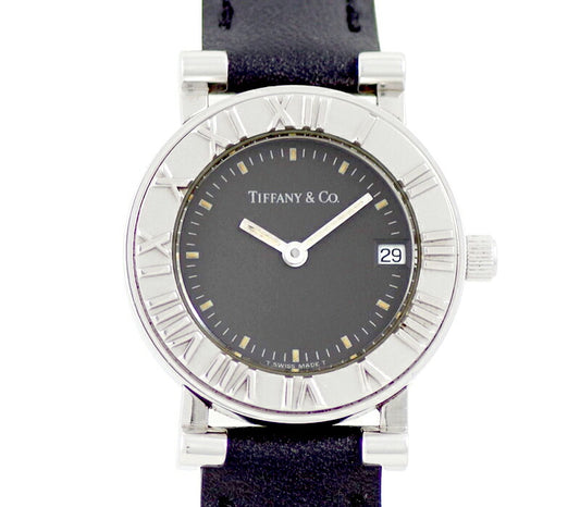 Battery replacement tiffany & co. Tiffany Atlas Date Gray SS Stainless Ladies Quartz [6 months warranty] [Watch] [Used]