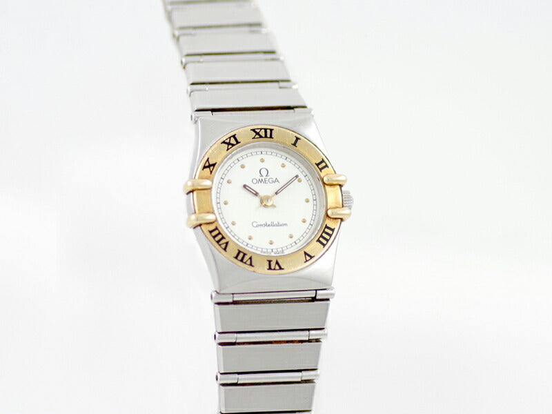 Battery replacement OMEGA Omega Constellation Mini White White White K18YG Yellow Gold SS Stainless Steel Combination Ladies Quartz [6 months warranty] [Watch] [Used]
