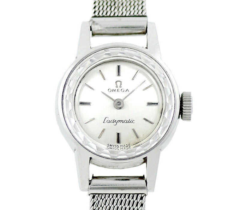 Rare product OMEGA Omega Ladymatic Ladies Mematic 551.004 Cal.661 24 Stone Cut Glass Silver SS Stainless Ladies Devil Automatic Wind Antique Vintage [Watch] [Used]