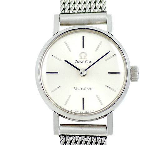 Rare product OMEGA Omega GENEVE Geneva Round 511.00213 Cal.620 17 Stone Silver SS Stainless Ladies Handwritten Antique Vintage [Watch] [Used]