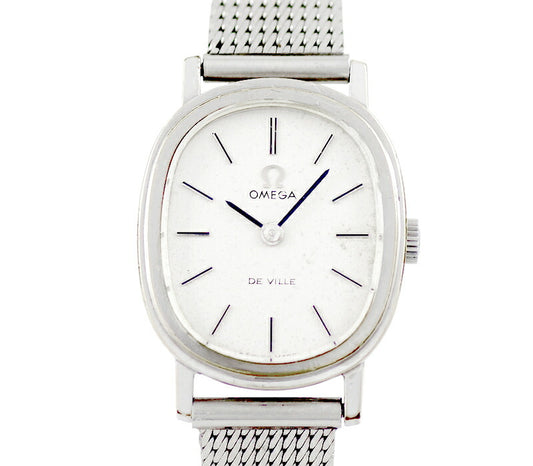Rare product OMEGA Omega Geneve Geneva Round 511.0473 Cal.625 17 Stone Silver SS Stainless Steel Genuine Breath Ladies Handwriting Antique Vintage [Watch] [Used]