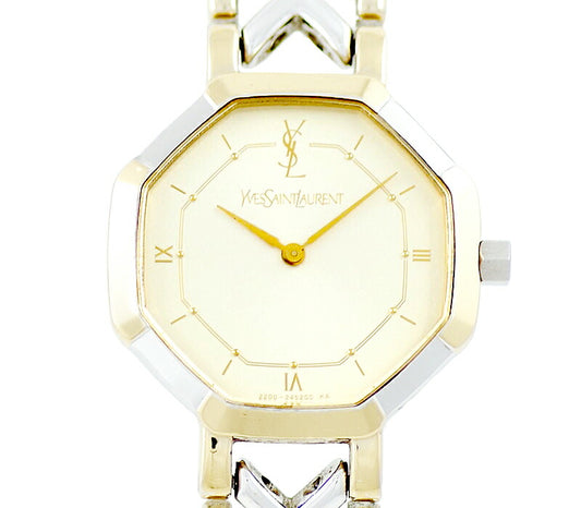 Battery replacement Yves Saint Laurent Yves Saint Laurent Champagne Combination SS Stainless steel YG Yellow Gold Men's Quartz Eve Saint Laurent Antique Vintage [6 months warranty] [Watch] [Used]