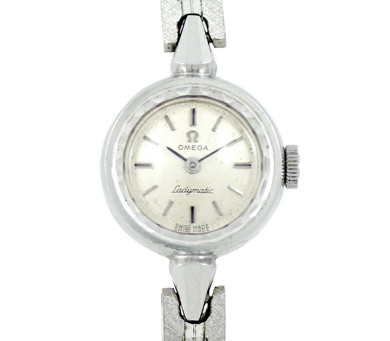 Rare product OMEGA Omega Ladymatic Ladies Mematic 551.005 Cal.661 24 Stone Cut Glass Silver SS Stainless Ladies Devil Automatic Wind Antique Vintage [Watch] [Used]