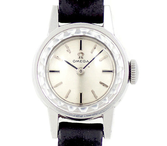 Rare product OMEGA Omega 511.088 Cal.483 17 Stone Cut Glass Silver Genuine Belt Genuine Buckwheat SS Stainless Ladies Handwritten Antique Vintage [Watch] [Used]