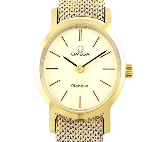 Rare product OMEGA Omega Geneve Geneva Round 511.0411 Cal.625 17 Stone YG Yellow Gold SS Stainless Ladies Handwriting Antique Vintage [Watch] [Used]