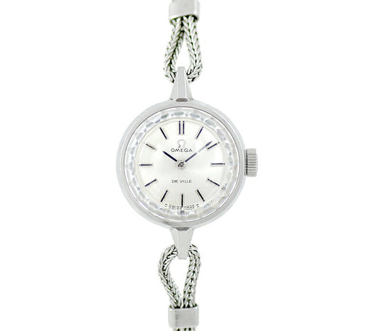 Rare product OMEGA Omega 511.288 Cal.484 17 Stone Cut Glass Silver SS Stainless Ladies Handwritten Antique Vintage [Watch] [Used]