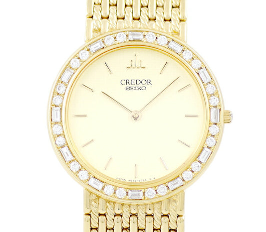 Battery replacement SEIKO Seiko Credor Credor 8N70-6190 Genuine Diamond Bezel Bucket Gold Dial K18YG Yellow Gold Golden Fragile Ladies Boys Quartz 8N70 6190 [Watch] [Used]