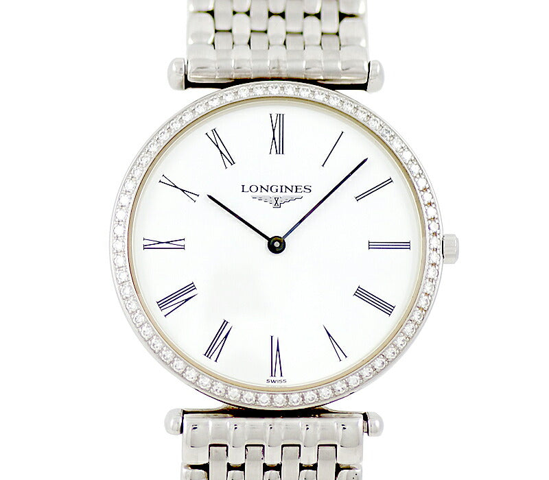 Battery replacement Longines Longin La Grand Classic L4.704.0 Bezel Diamond White White White White SS Stainless Men Quartz Grand [6 months warranty] [Watch] [Used]