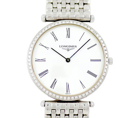 Battery replacement Longines Longin La Grand Classic L4.704.0 Bezel Diamond White White White White SS Stainless Men Quartz Grand [6 months warranty] [Watch] [Used]