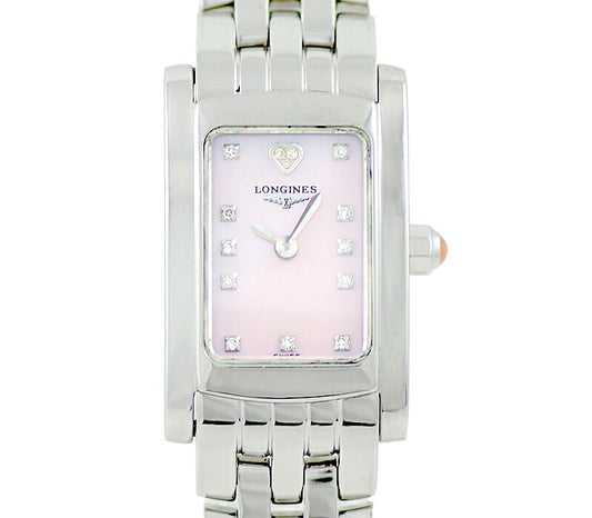 電池交換済 LONGINES ロンジン ドルチェビータ L5.158.4.93.6 14Pダイヤモンド ピンクシェル SS ステンレス レディース クォーツ【6ヶ月保証】【腕時計】【中古】
