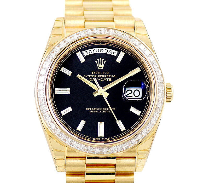 ROLEX Rolex Day Date 40 228398TBR genuine bucket diamond black black K18YG Yellow gold golden golden men's automatic wind [6 months warranty] [Watch] [Used]