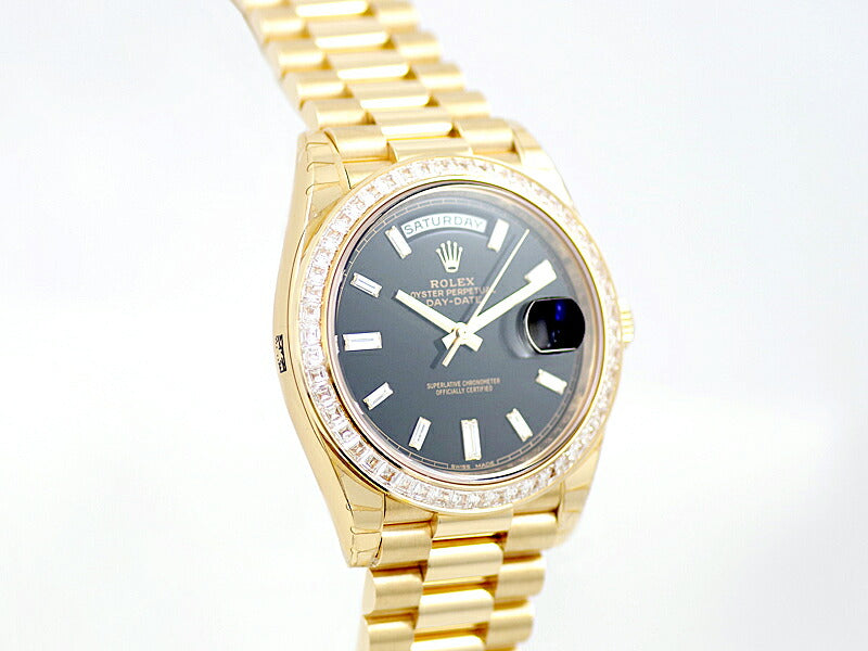 ROLEX Rolex Day Date 40 228398TBR genuine bucket diamond black black K18YG Yellow gold golden golden men's automatic wind [6 months warranty] [Watch] [Used]