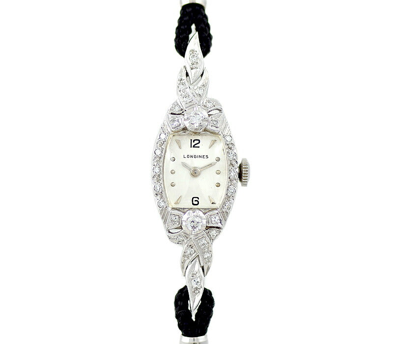 Longines Longines K14WG White Gold Diamond Silver SS Women's hand -wound antique vintage [Watch] [Used]