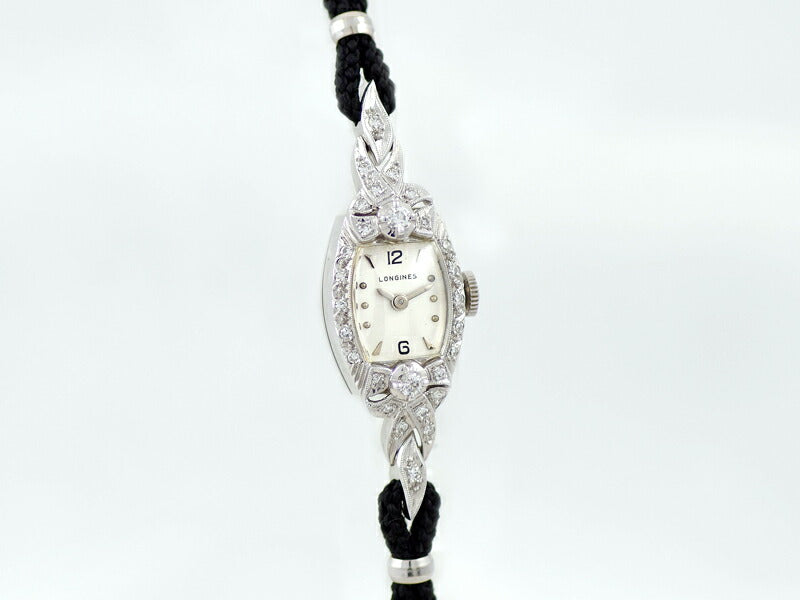 Longines Longines K14WG White Gold Diamond Silver SS Women's hand -wound antique vintage [Watch] [Used]