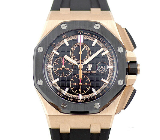 AUDEMARS PIGUET オーデマピゲ ロイヤルオーク オフショア クロノ 26401RO 黒 ブラック PG ピンクゴールド セラミック メンズ 自動巻き AP 26401RO.OO.A002CA.01【6ヶ月保証】【腕時計】【中古】