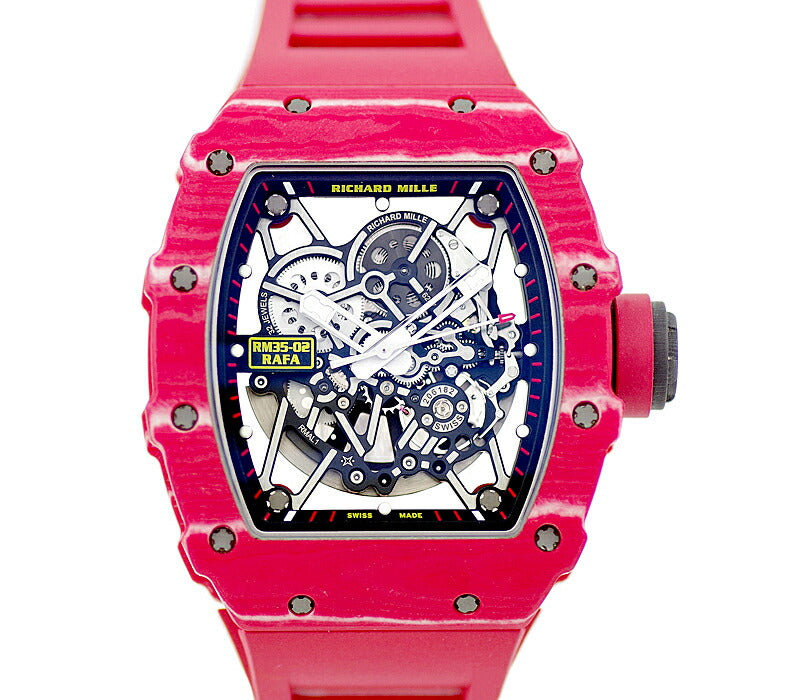 RICHARD MILLE リシャールミル RM35-02 FQ RAFA RAFAEL NADAL ラファエル ナダル レッドクォーツ スケルトン TPTクォーツ チタン 純正ベルト 純正尾錠 自動巻き リシャール RM35 RM035 赤【6ヶ月保証】【腕時計】【中古】