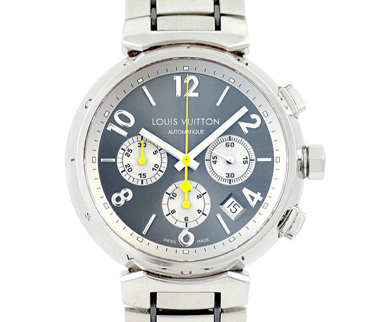 LOUIS VUITTON Louis Vuitton Tambour Chronograph Q1120 Date Gray SS Stainless Steel Genuine Belt Men Automatic Wind [6 months warranty] [Watch] [Used]