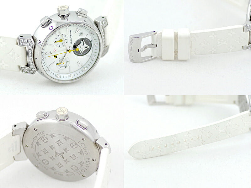 Battery replacement Louis Vuitton Louis Vuitton Tambul Lovely Cup Chronograph Q132H Genuine Diamond 12P Diamond White Shell SS Stainless Steel Genuine Belt Ladies Quartz [6 Month Guarantee] [Watch] [Used]