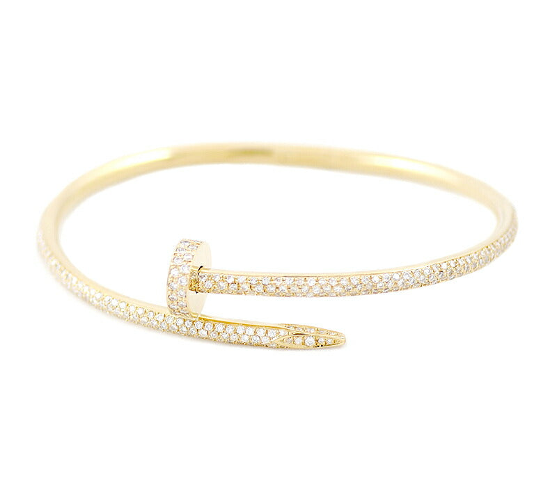 New finished Cartier Cartier Cartier Juost ankle New Bracelet Full Diamond #18 K18YG Yellow Gold Golden Solid Nail After Diamond Men [Jewelry] [Used]