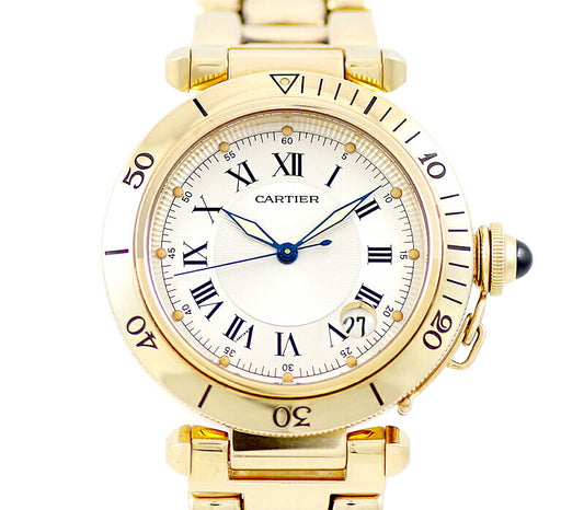 Inspector Cartier Cartier Cartier Cartier Pasha 38 K18YG solid Date Silver Gyoser Erel Gold Men's Automatic Wind W3007456 [6 months warranty] [Watch] [Used]