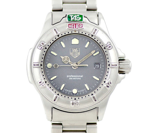 電池交換済 TAG Heuer タグホイヤー 999.208A プロフェッショナル 200m防水 グレー SS ステンレス レディース クォーツ【6ヶ月保証】【腕時計】【中古】