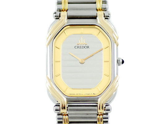 Battery replacement SEIKO Seiko Couredor 2F70-5490 Square Silver Gold K18YG Yellow Gold SS Stainless Combination Ladies Quartz [6 months warranty] [Watch] [Used]