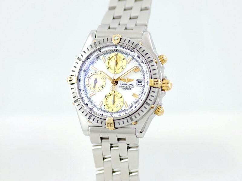 BREITLING Breitling B13352 Chronomat Vicolo Chronograph Date White Shell SS Stainless steel yellow Gold Combination Men's Automatic Wind [Self -warranty] [Watch] [Used]