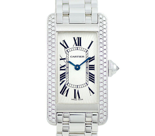 Cartier Cartier Cartier Tank American SM Golden Genuine Genuine Diamond Besel WB7018L1 Silver K18WG White Gold Ladies Quartz [6 months warranty] [Watch] [Used]