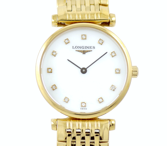 Battery replacement Longines Longin La Grand Classic L4.209.2 12P Diamond White Shell YGP Yellow Gold Ladies Quartz Grand [6 months warranty] [Watch] [Used]