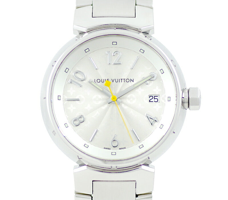 Battery replacement Louis Vuitton Louis Vuitton Tambour Hologram MM Q1313 100m Waterproof Monogram Silver SS Stainless Steel Genuine Breath Monogram White Ladies Boys Quartz [6 months warranty] [Watch] [Used]