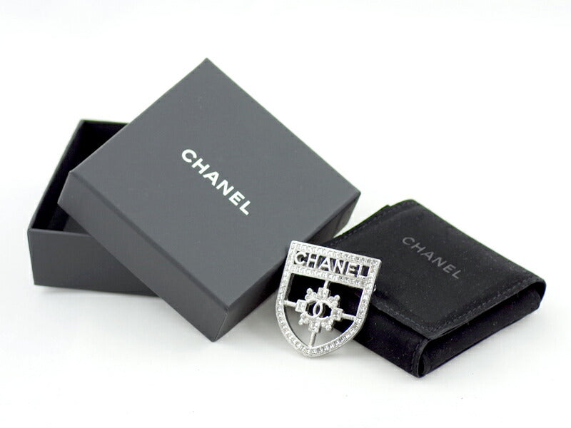 CHANEL Chanel Coco Mark Emblem Brouch Bucket Rhinestone B15B Silver Ladies [Jewelry] [Used]